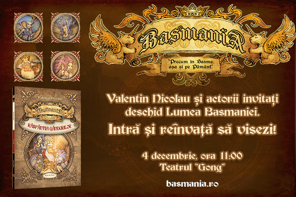 Romanul fantasy "Basmania. Răspântia gândurilor" se lansează la Teatrul Gong din Sibiu!
