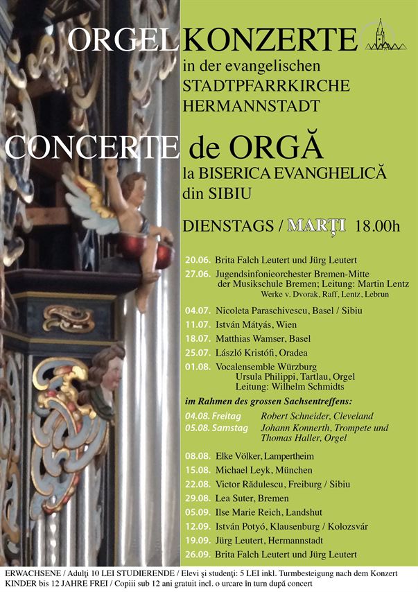 Concerte de orgă în biserica evanghelică din Sibiu